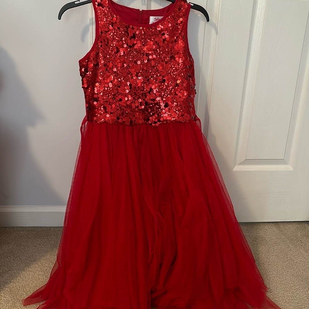 Red sparkly Justice dress.